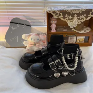 JK BLACK HEART BUCKLE PLATFORM SHOES UB2753