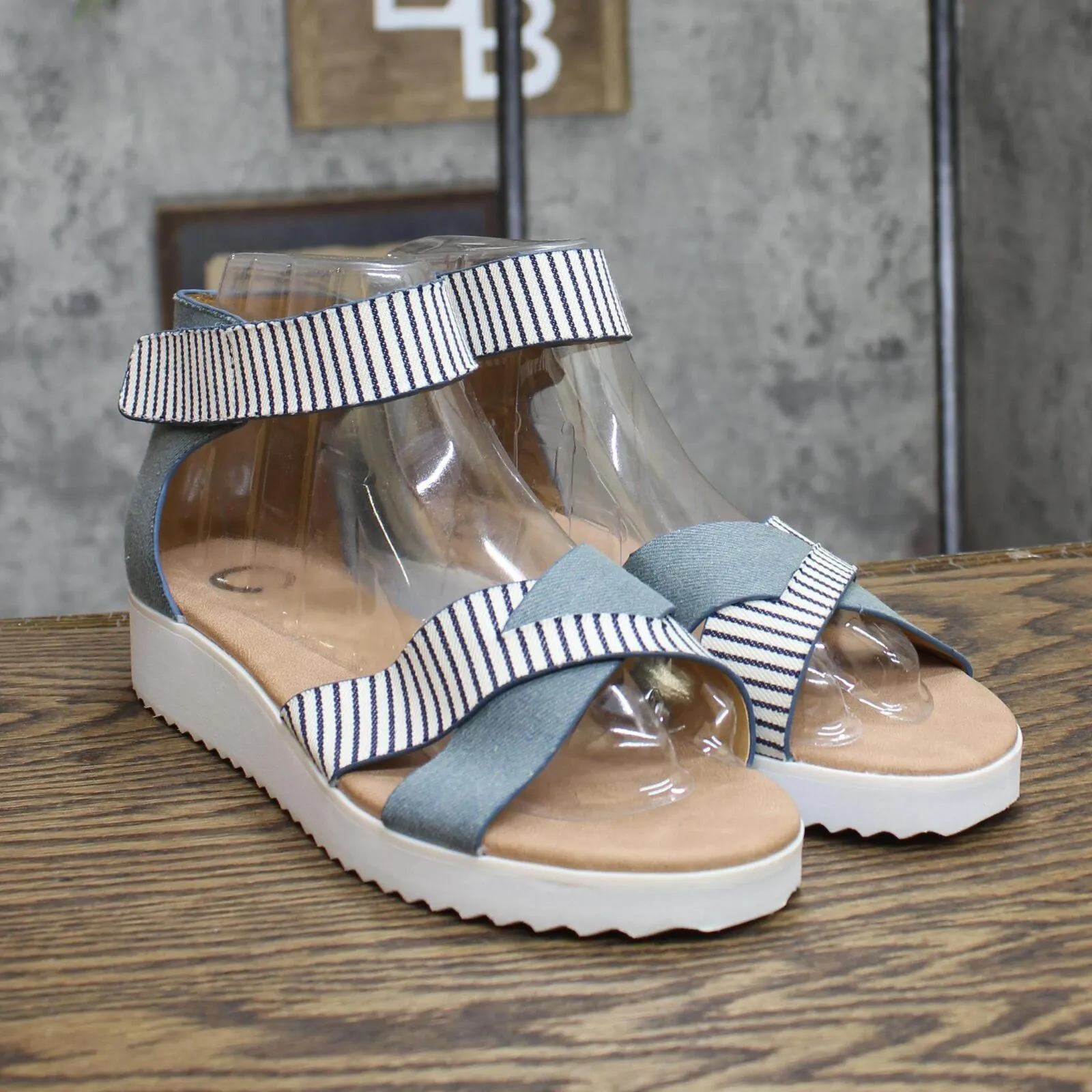 Journee Collection Women's Strappy Java Sandal JAVA-SANDALS Blue 8M