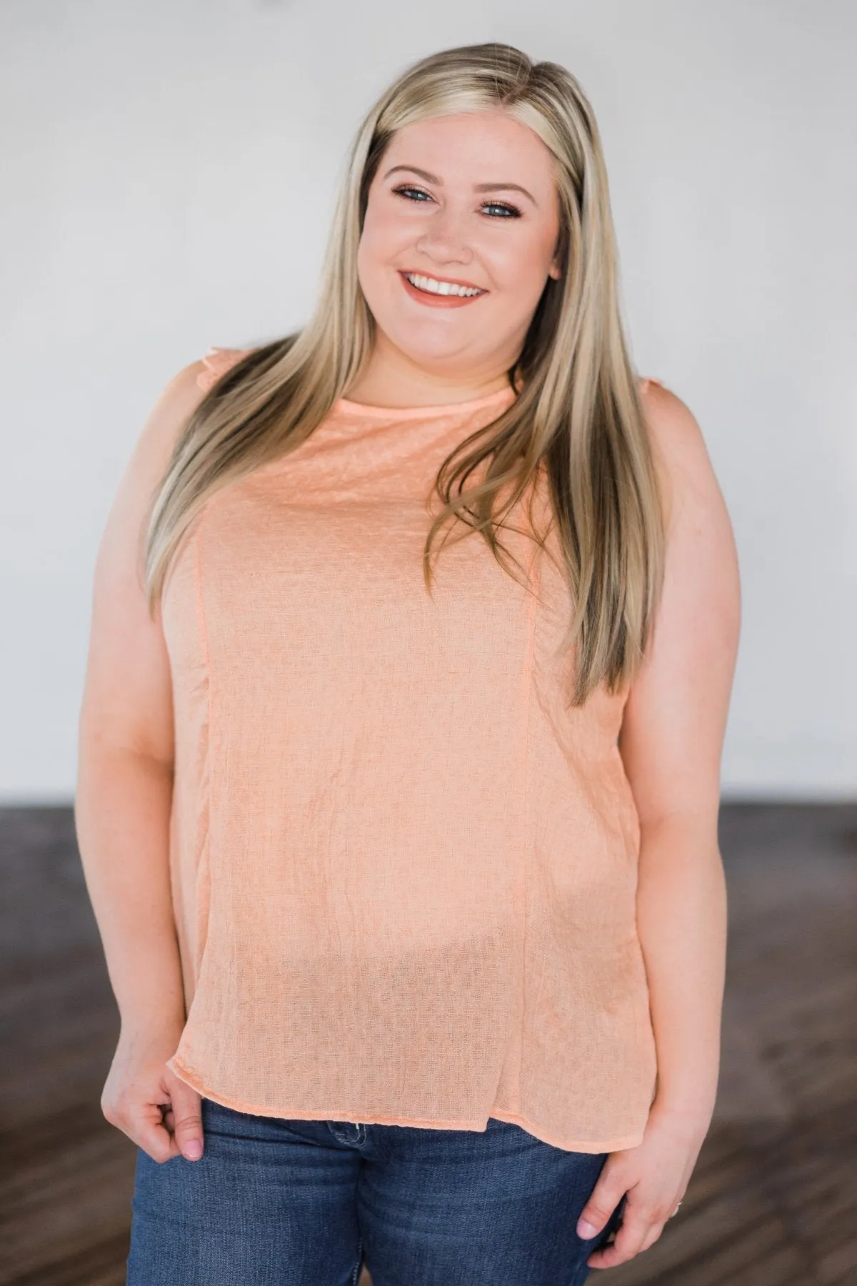 Just Peachy Lace Tank Top