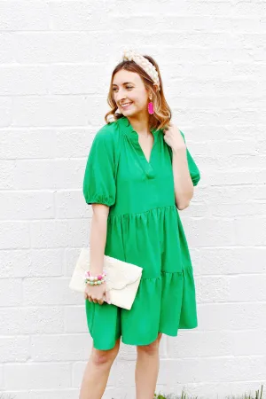 Kelly Green Raglan Sleeve Dress