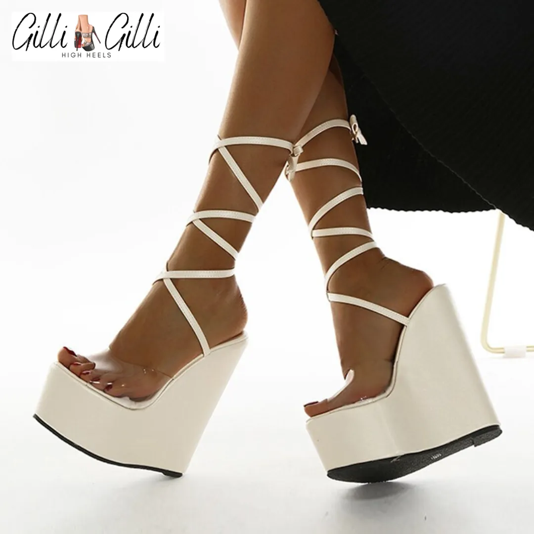 Lace-Up Solid Platform Wedges