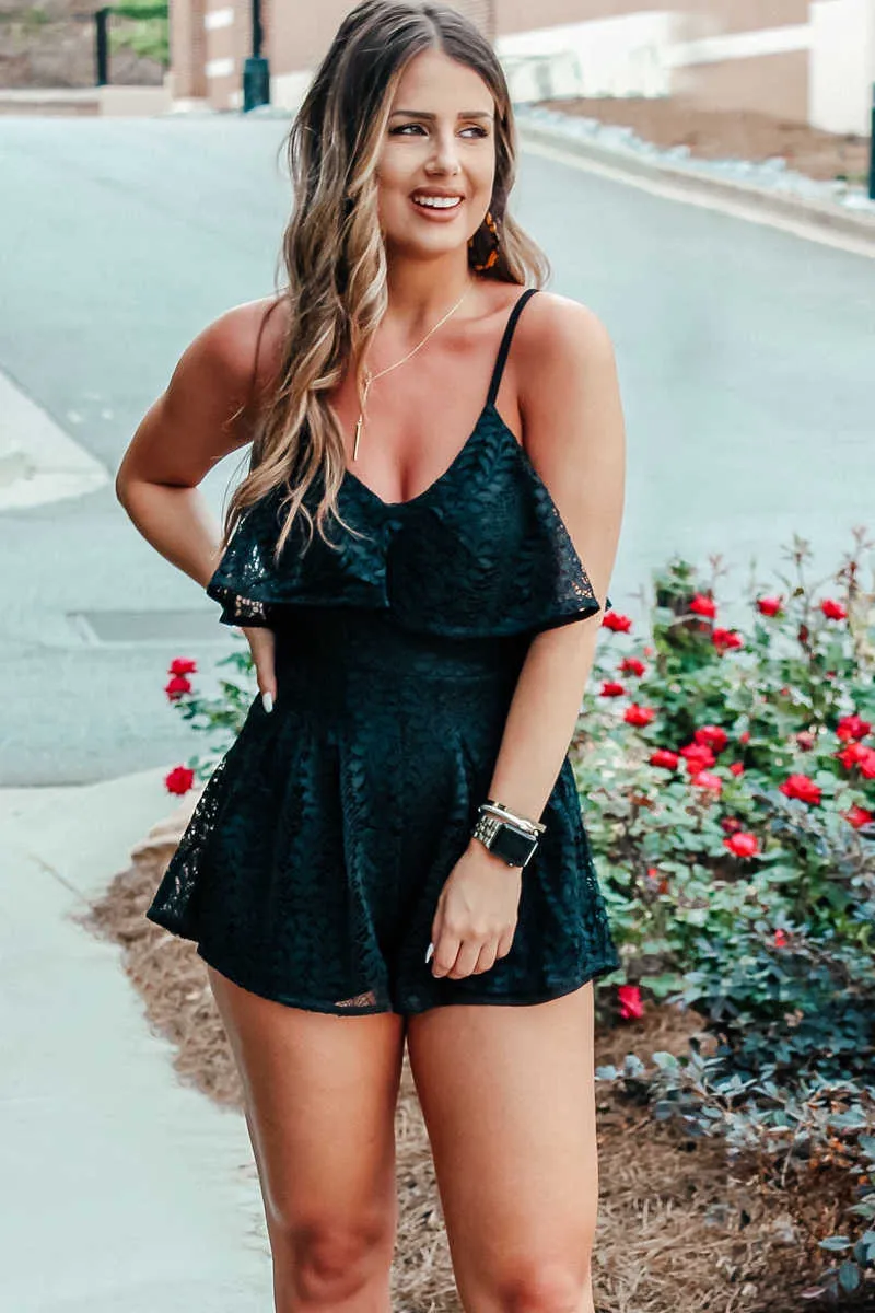 Last Word - Lace Romper Black