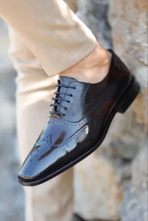 Lawson Black Wing Tip Oxfords - Timeless Elegance in Leather