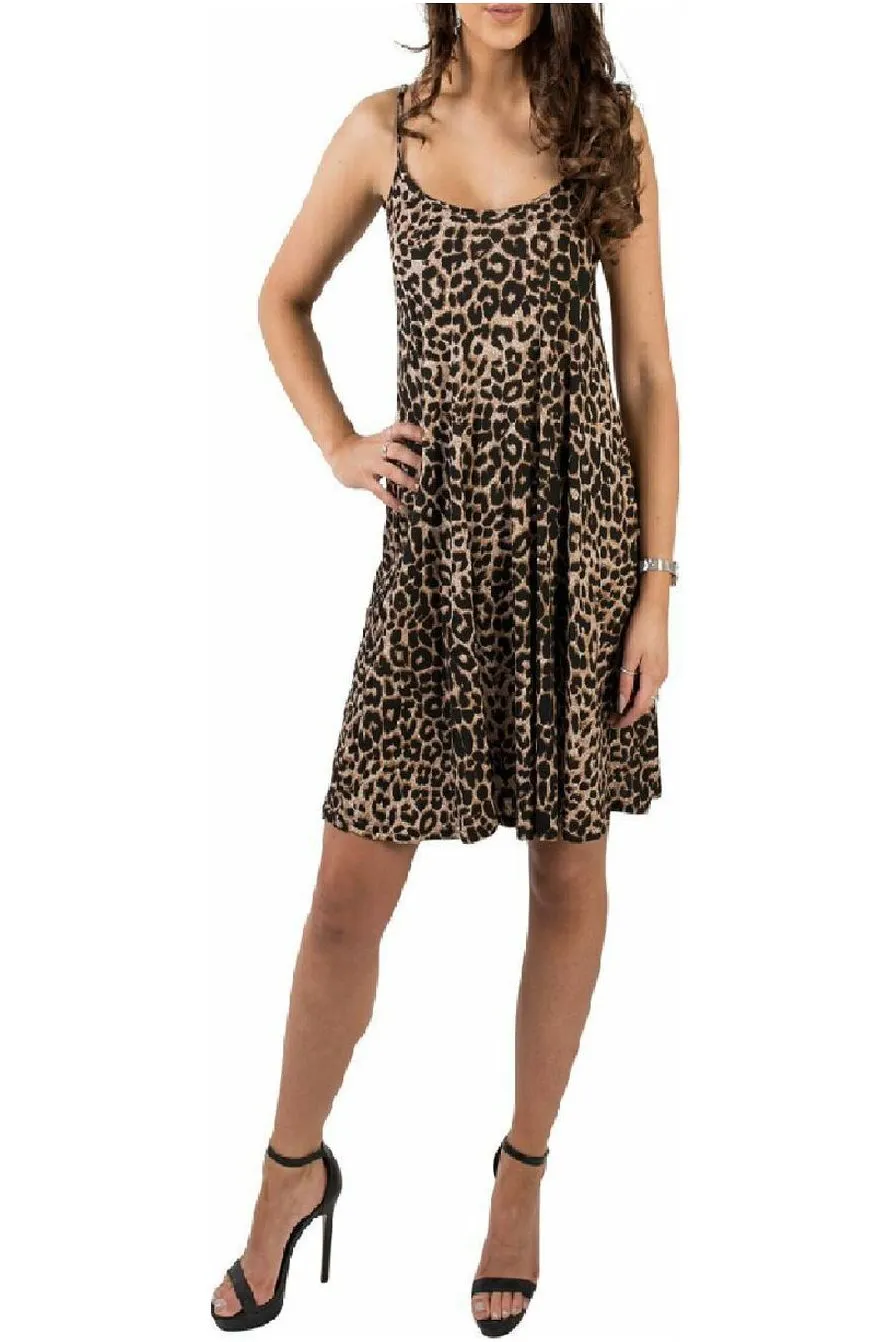 Leopard Print Strappy Dress Vest Top