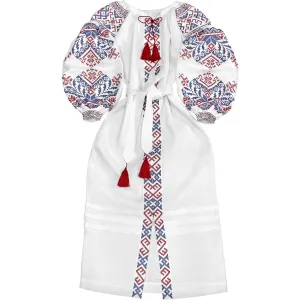 Long embroidered Boho style white kaftan