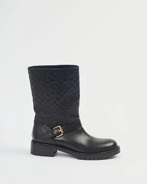 Louis Vuitton Black Smooth Leather Monogram Buckle Boots - 8