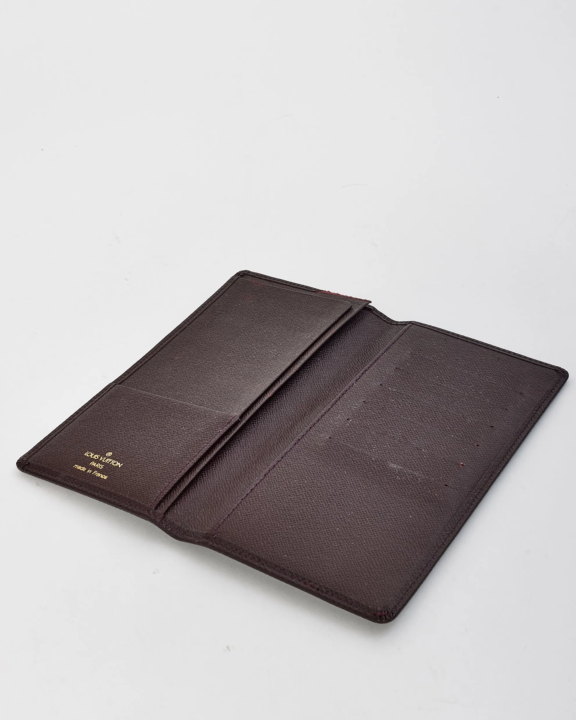 Louis Vuitton Brown Leather Taiga Checkbook Wallet