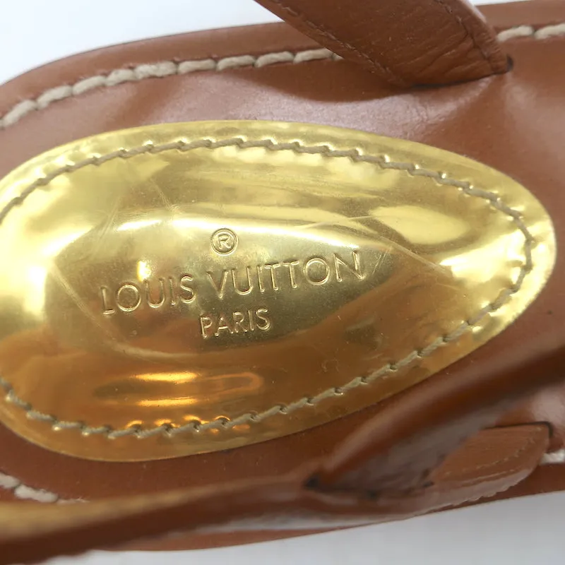 Louis Vuitton Explorer Flat Ankle Strap Sandals Brown Leather & Monogram Size 38
