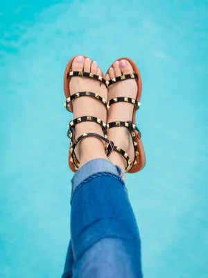 Lulu Black Stud Sandals