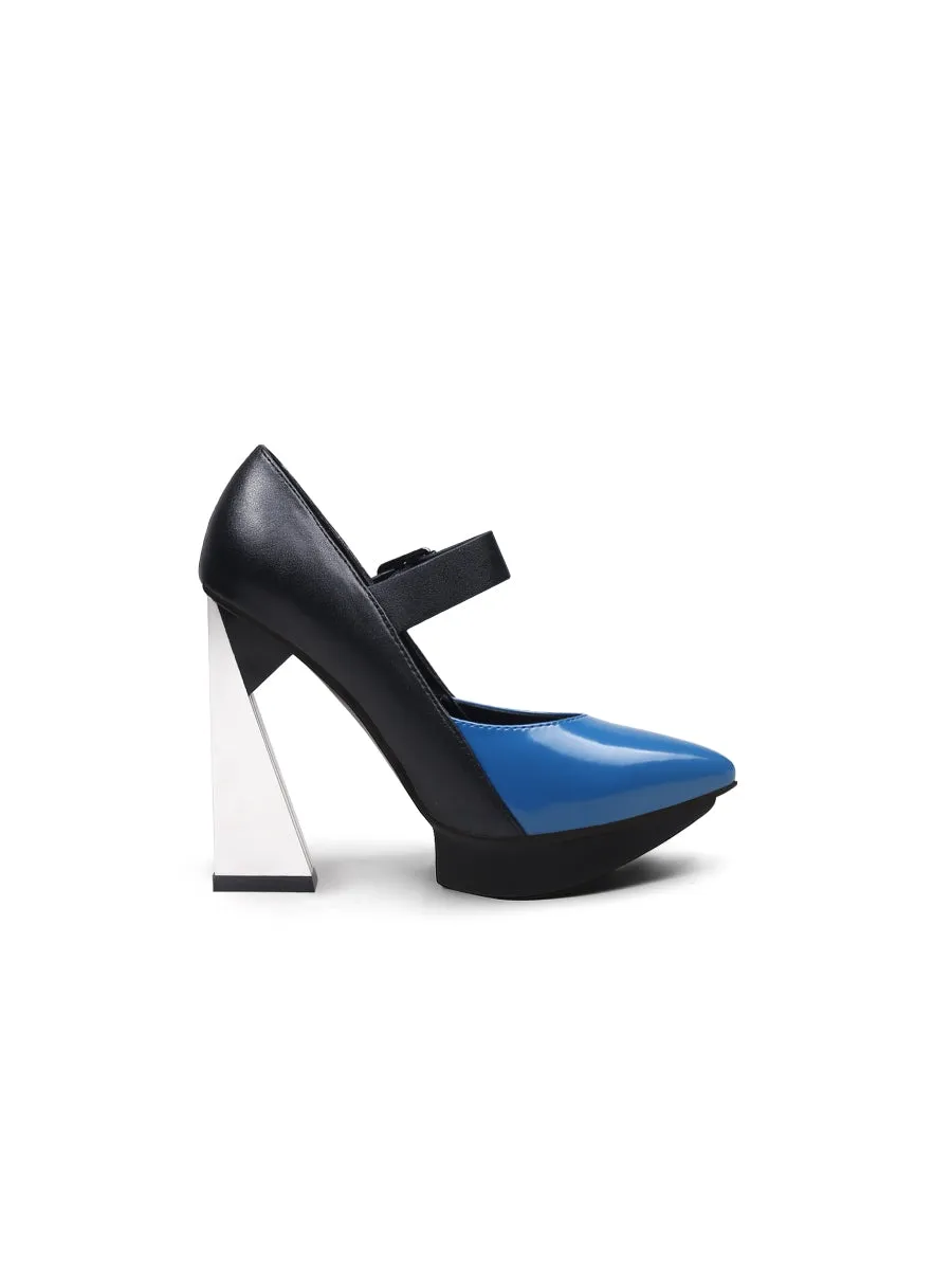 Lyana Blue Mirror Heel Mary Jane