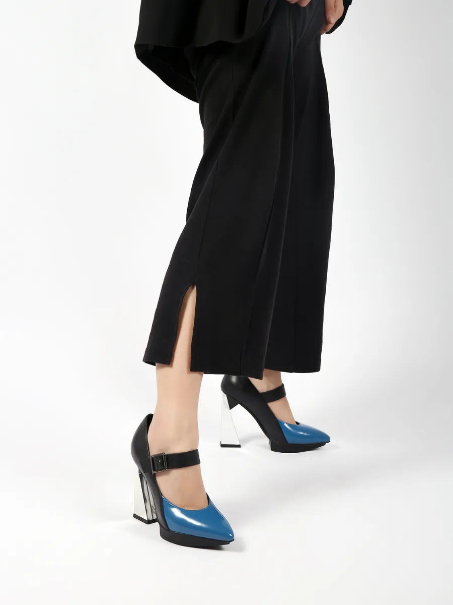Lyana Blue Mirror Heel Mary Jane
