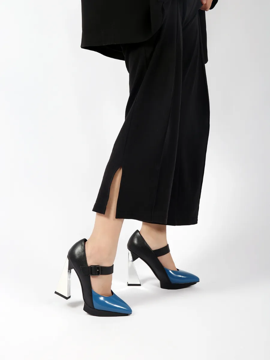 Lyana Blue Mirror Heel Mary Jane