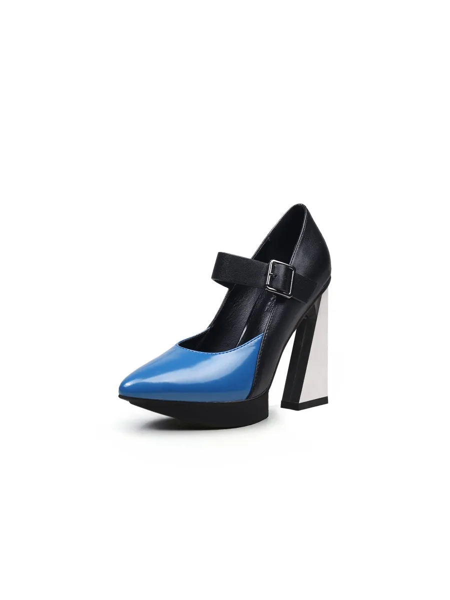 Lyana Blue Mirror Heel Mary Jane