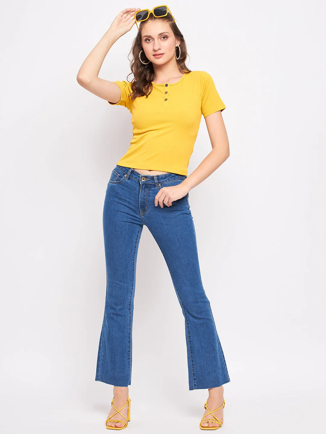 Madame Casual Mustard Cotton Top