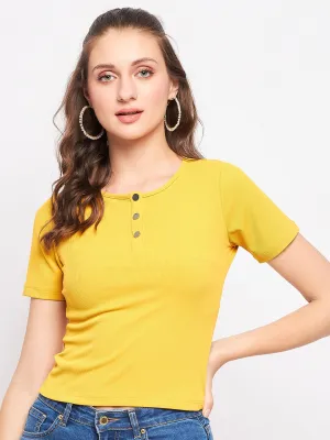 Madame Casual Mustard Cotton Top