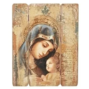 Madonna and Child Framed Wood Panel Picture  26"