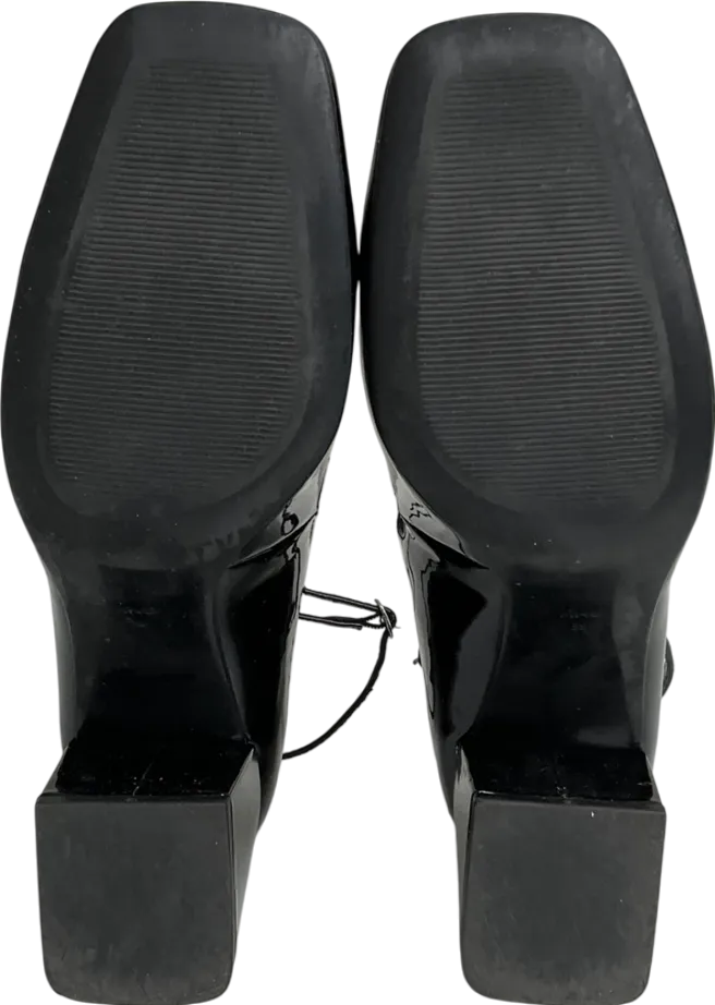 MANGO Black Patent Leather-effect Shoes With Buckle UK 6 EU 39 👠
