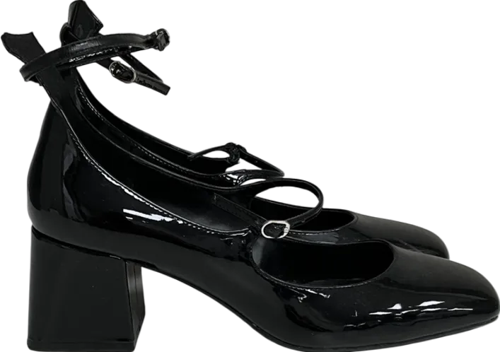 MANGO Black Patent Leather-effect Shoes With Buckle UK 6 EU 39 👠