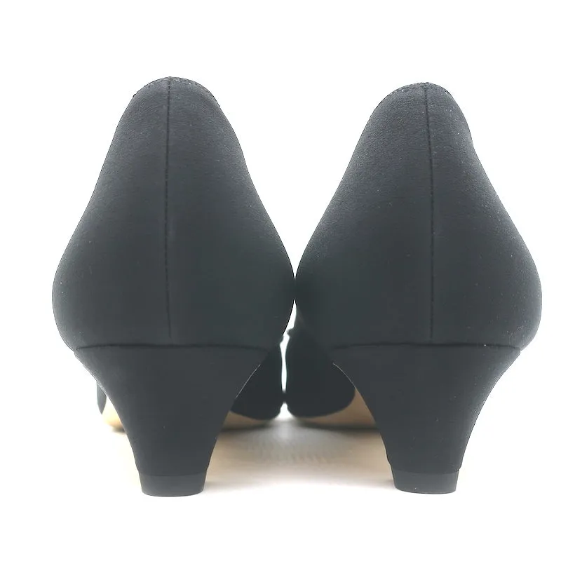 Manolo Blahnik Ansulialo 30 Crystal-Buckle Kitten Heel Pumps Black Silk Size 41