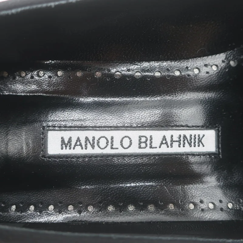 Manolo Blahnik Ansulialo 30 Crystal-Buckle Kitten Heel Pumps Black Silk Size 41