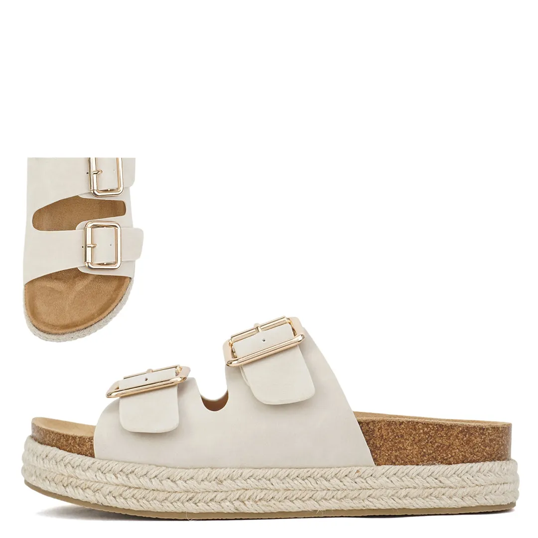 Marfa Double Buckle Stack Sandal