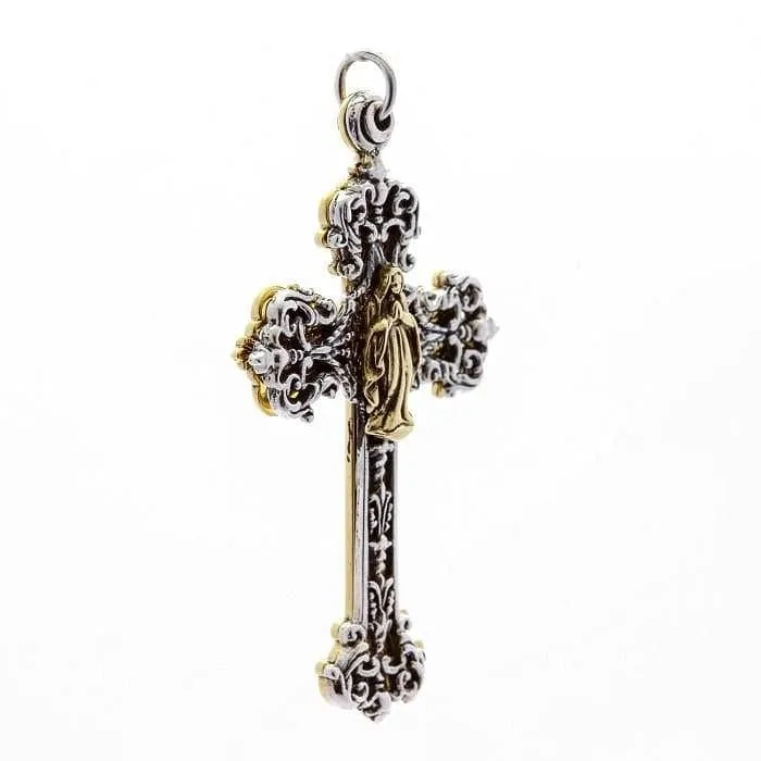 Mary Angel Sterling Silver Cross Pendant