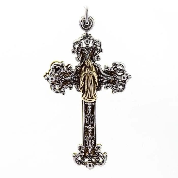 Mary Angel Sterling Silver Cross Pendant