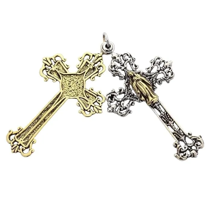 Mary Angel Sterling Silver Cross Pendant