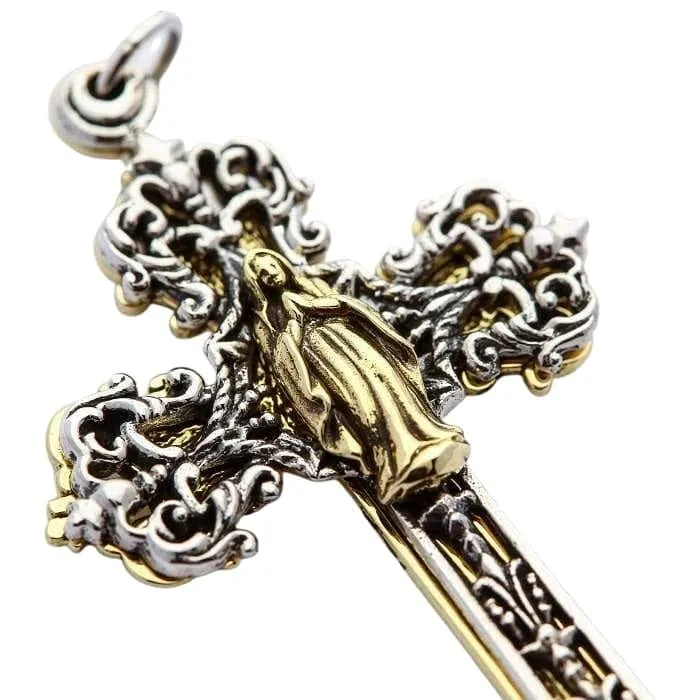 Mary Angel Sterling Silver Cross Pendant