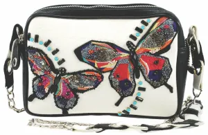 Mary Frances Flighty Dragonfly White Crossbody Butterfly Handbag Black Bag New