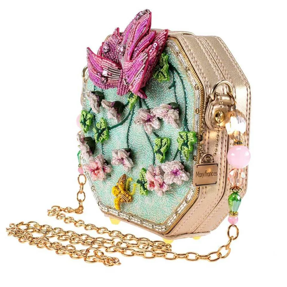 Mary Frances True Beauty Disney World Flower Lotus Floral Beaded Handbag New