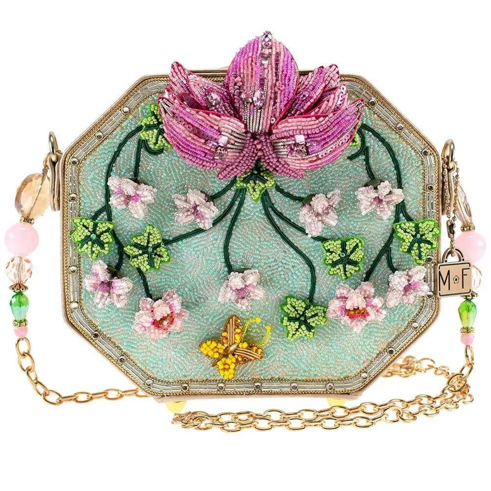 Mary Frances True Beauty Disney World Flower Lotus Floral Beaded Handbag New