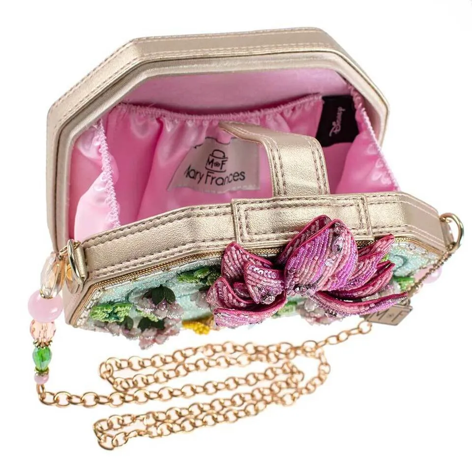 Mary Frances True Beauty Disney World Flower Lotus Floral Beaded Handbag New
