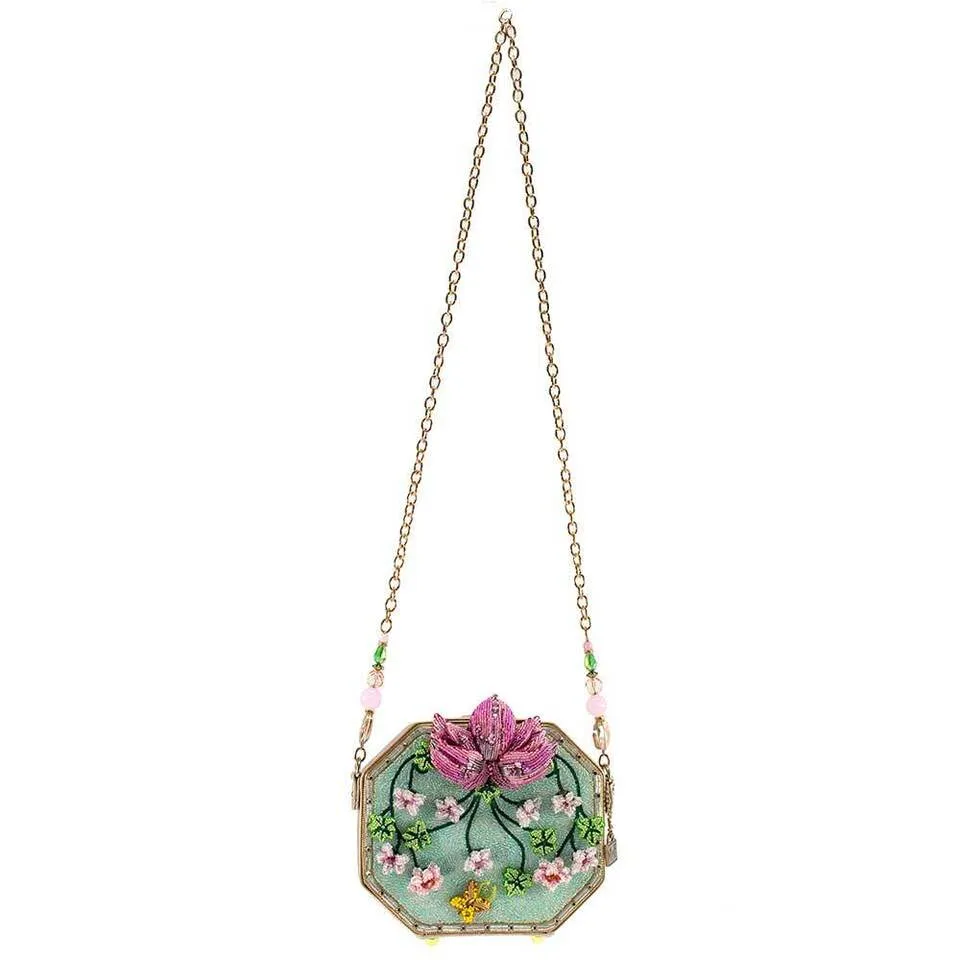 Mary Frances True Beauty Disney World Flower Lotus Floral Beaded Handbag New