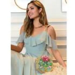 Mary Frances True Beauty Disney World Flower Lotus Floral Beaded Handbag New