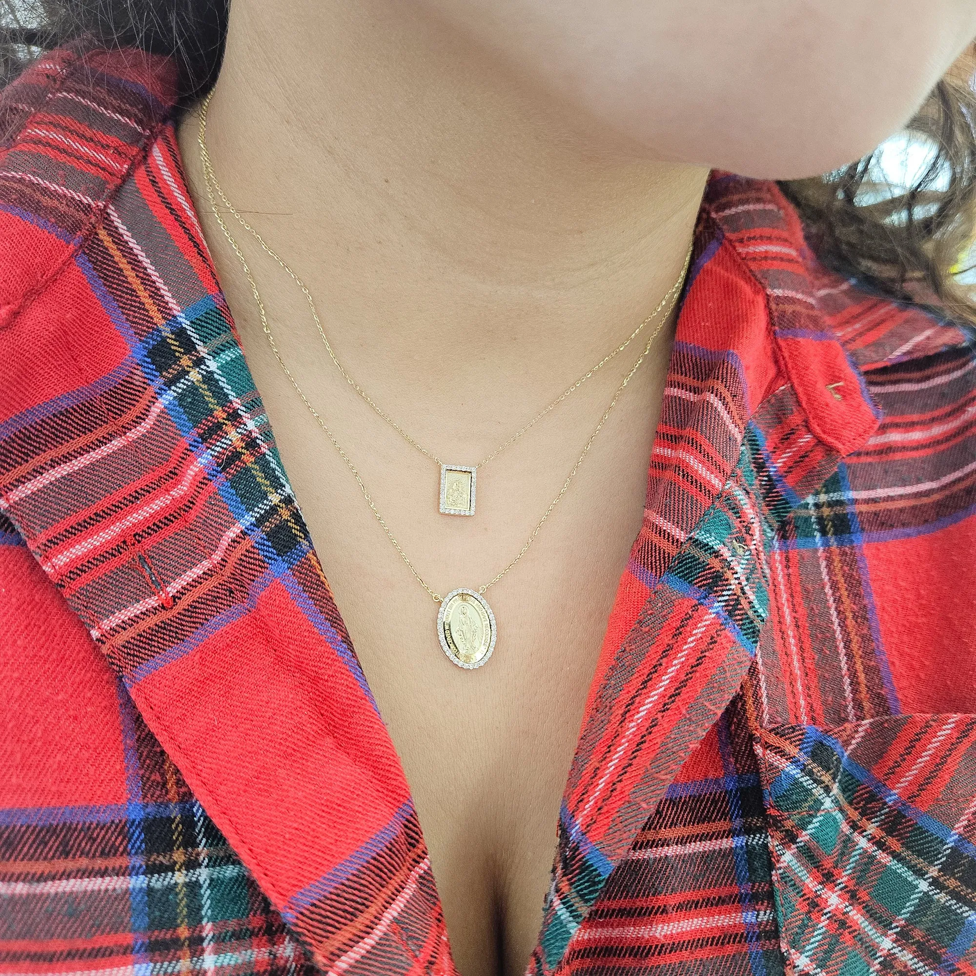Medium Diamond Miraculous Medal Necklace