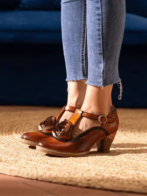 Meet Me Under Rose Leather T-Strap Sandal