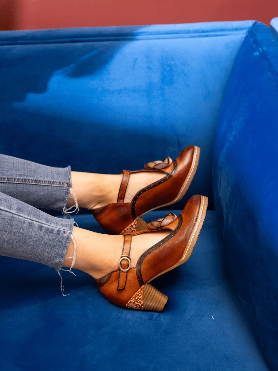 Meet Me Under Rose Leather T-Strap Sandal