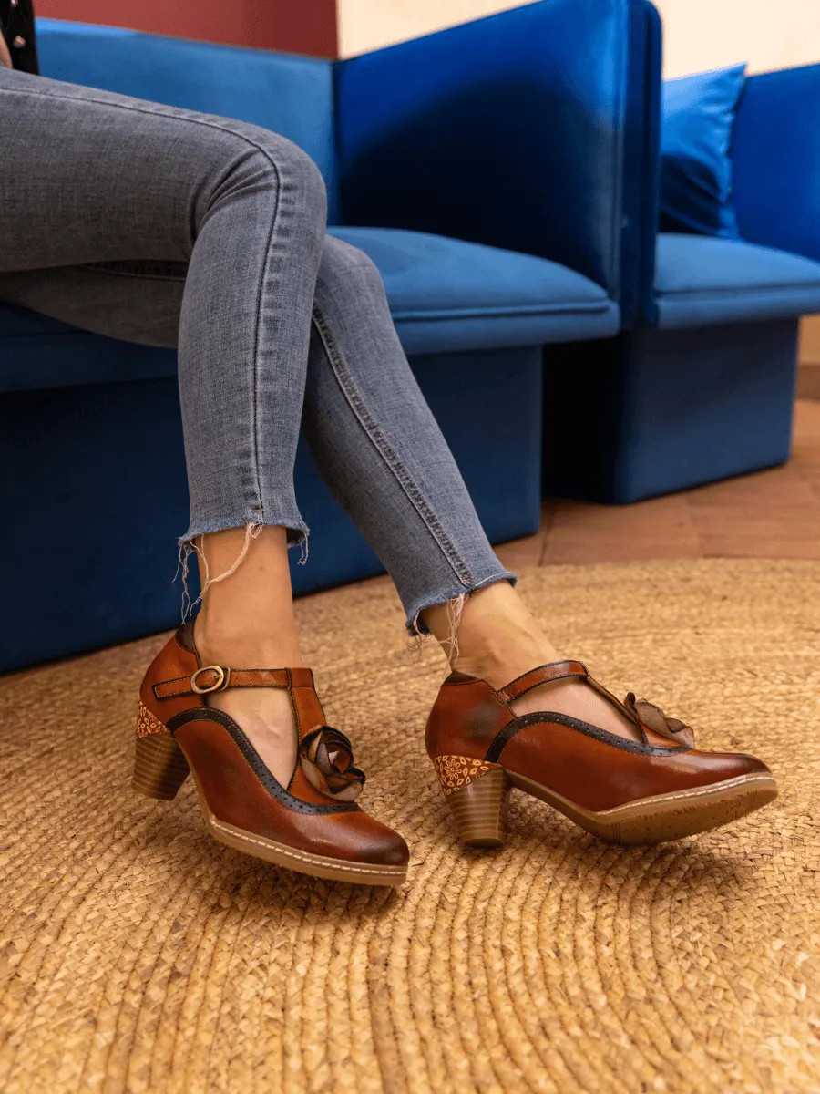 Meet Me Under Rose Leather T-Strap Sandal