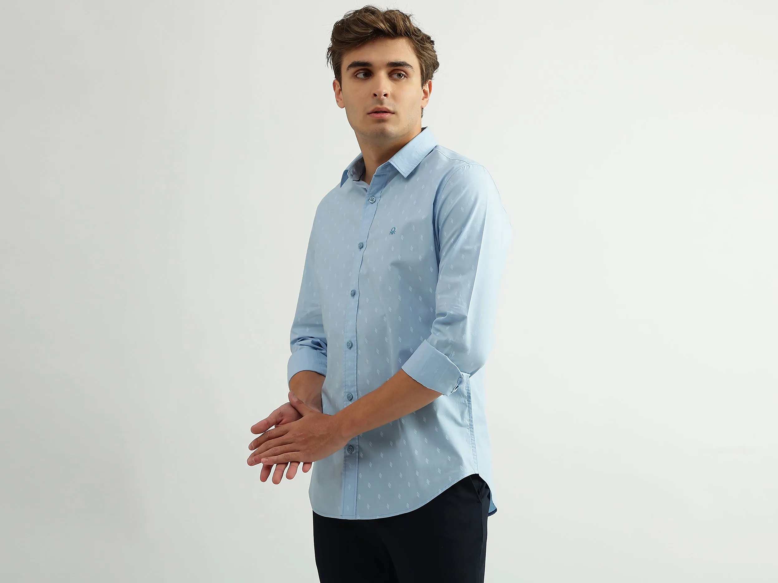 Men Printed Spread Collar Shirt