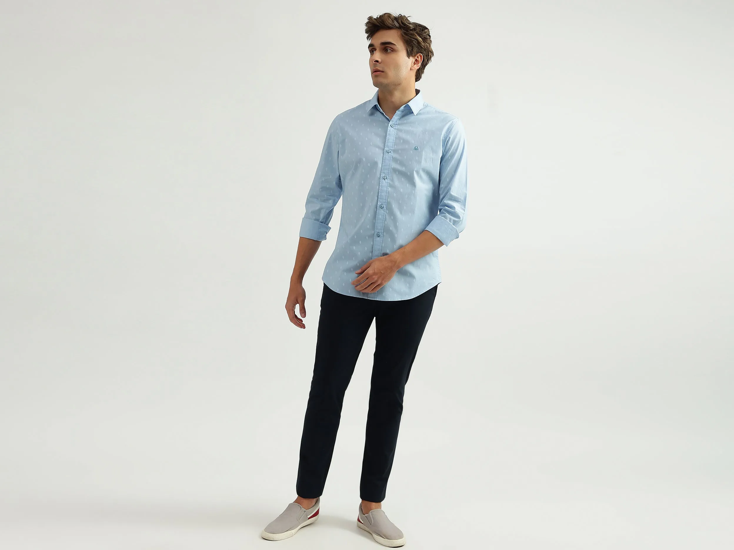 Men Printed Spread Collar Shirt