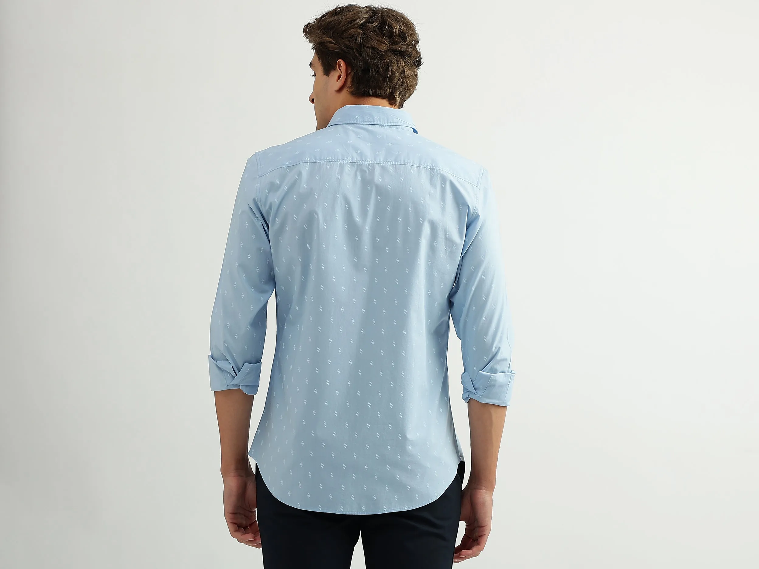 Men Printed Spread Collar Shirt