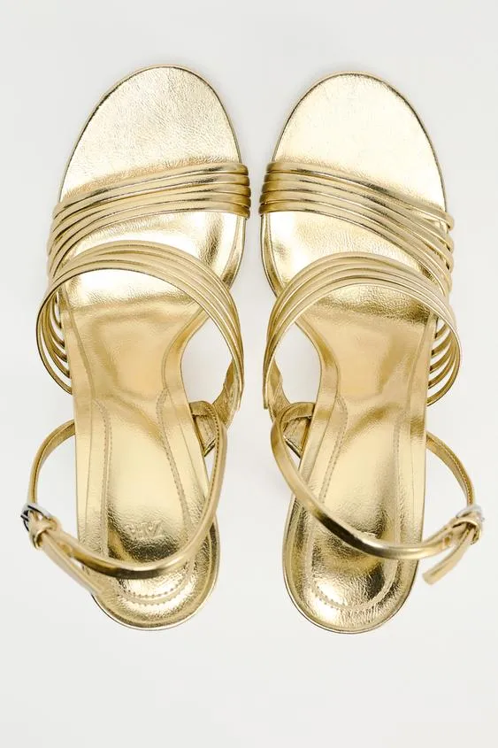 METALLIC STRAPPY SANDALS