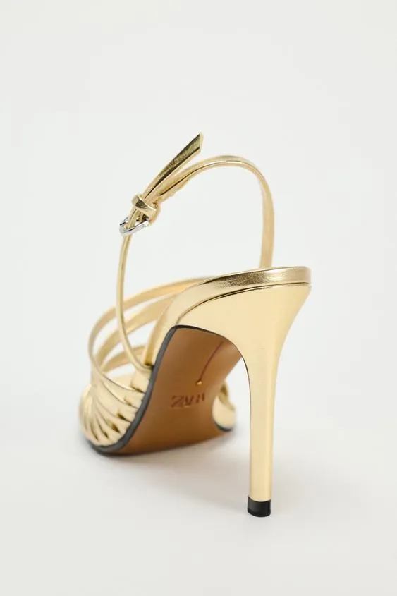 METALLIC STRAPPY SANDALS