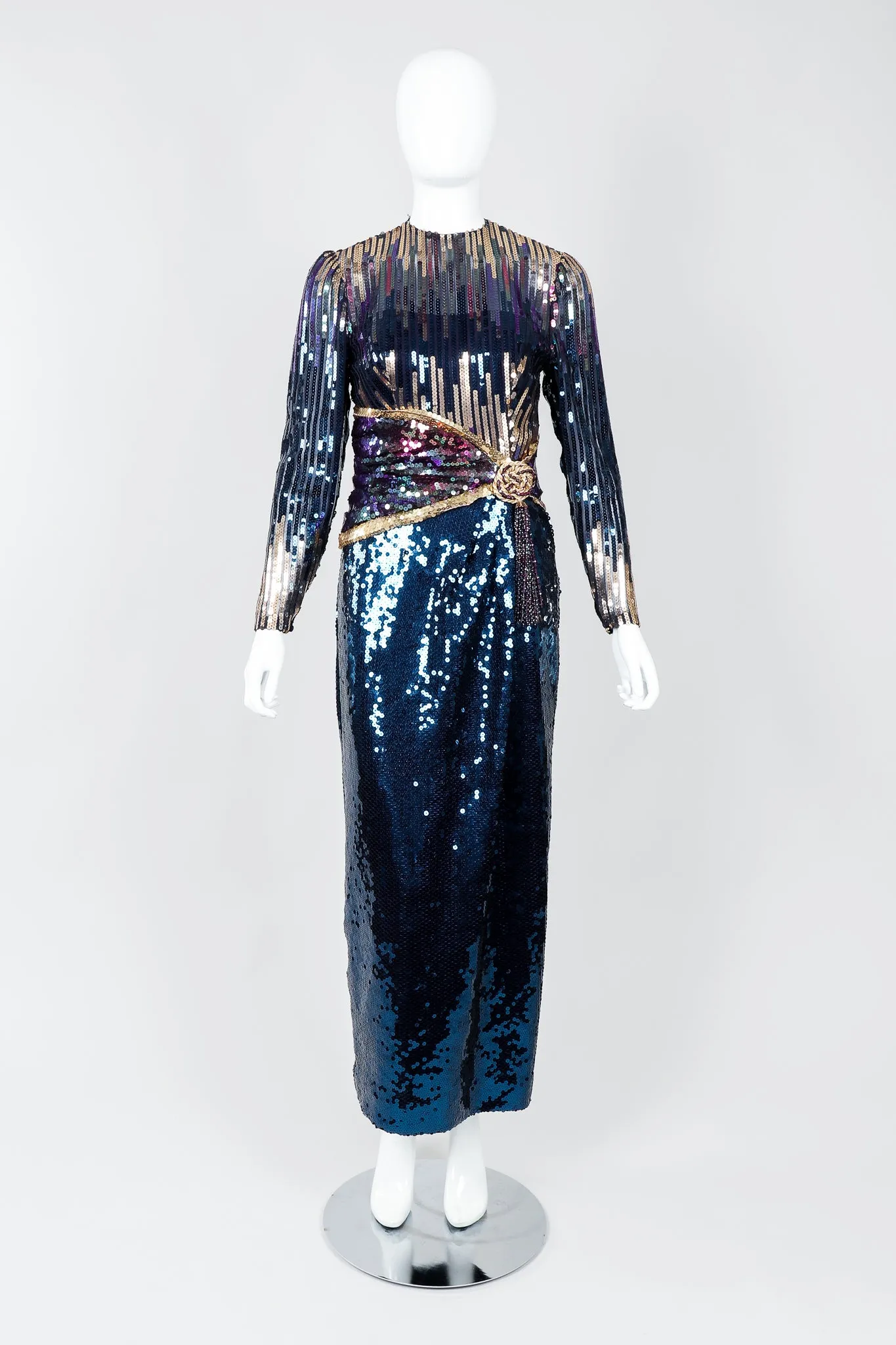 Midnight Sequined Column Gown