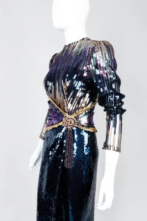 Midnight Sequined Column Gown