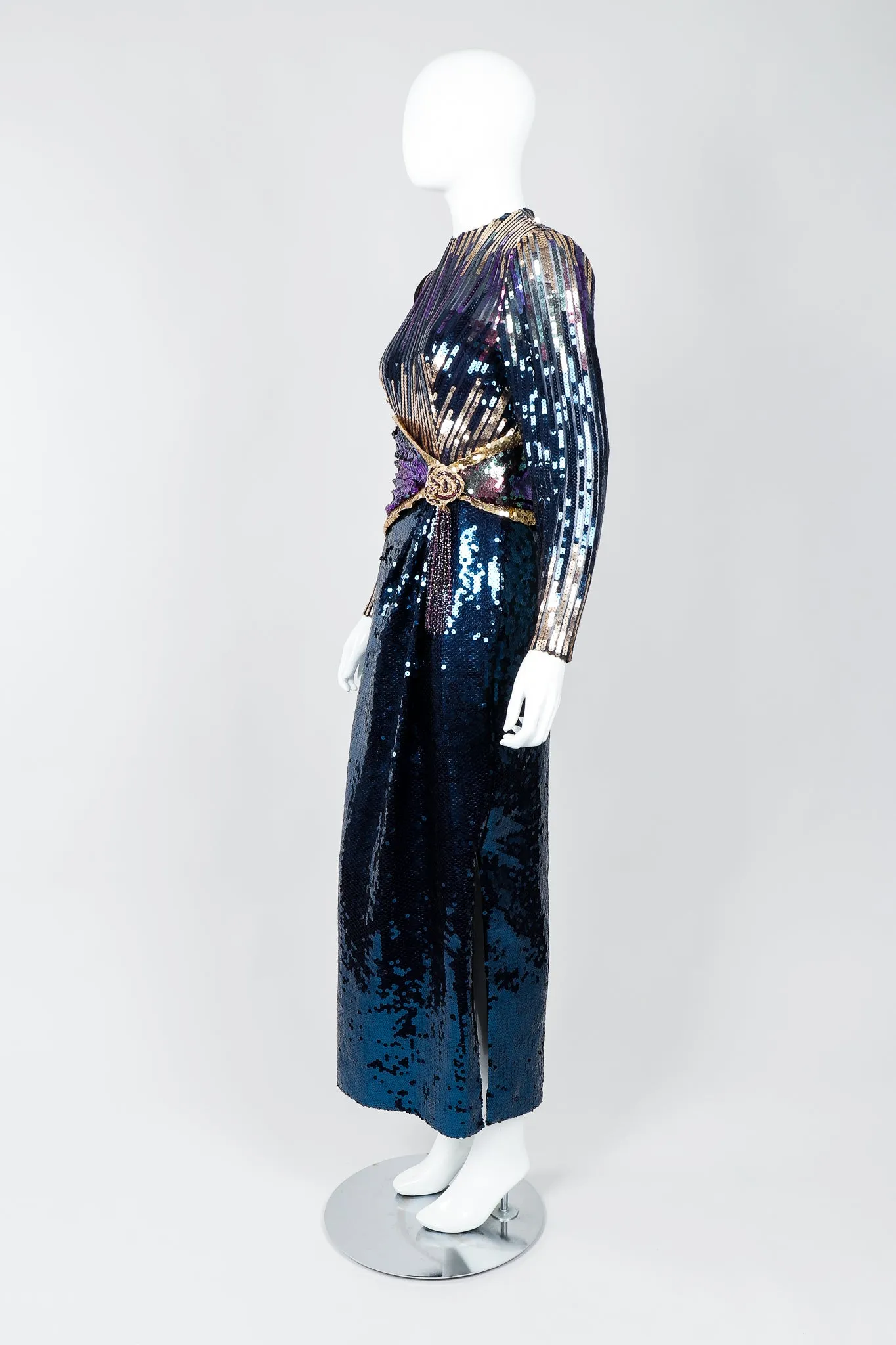 Midnight Sequined Column Gown