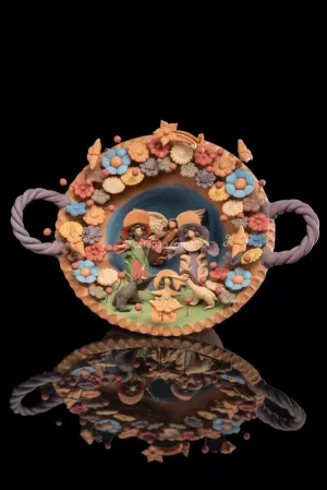 Miniature Clay Nativity in a Pot