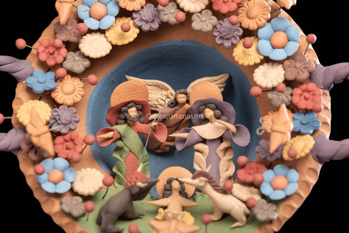 Miniature Clay Nativity in a Pot