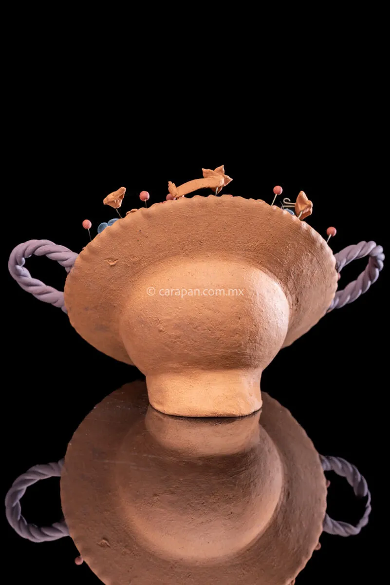 Miniature Clay Nativity in a Pot
